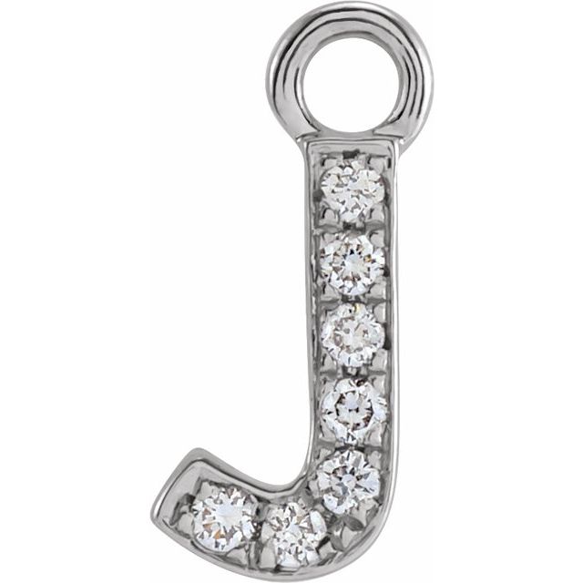 14K Yellow Or White Or Rose Gold Round I1, H+ Polished Natural Diamond Initial Dangle
