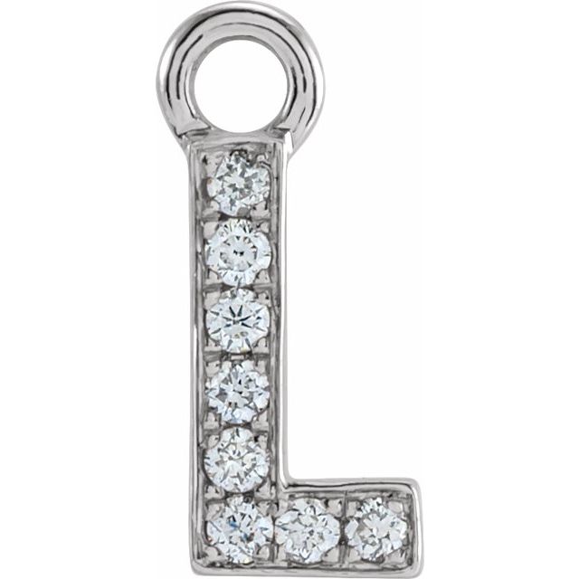 14K Yellow Or White Or Rose Gold Round I1, H+ Polished Natural Diamond Initial Dangle