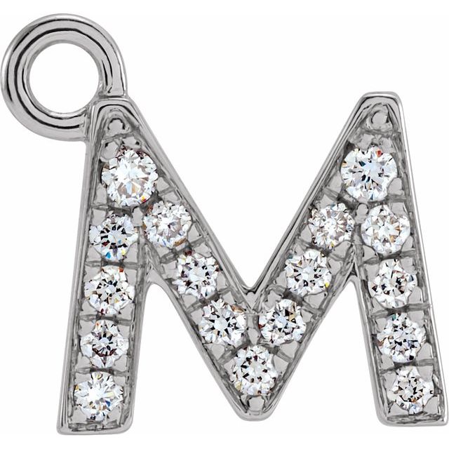 14K Yellow Or White Or Rose Gold Round I1, H+ Polished Natural Diamond Initial Dangle