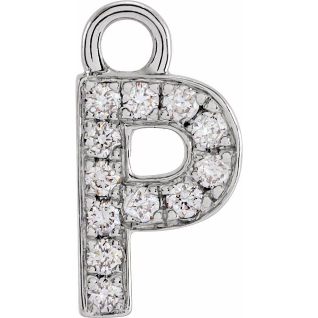 14K Yellow Or White Or Rose Gold Round I1, H+ Polished Natural Diamond Initial Dangle