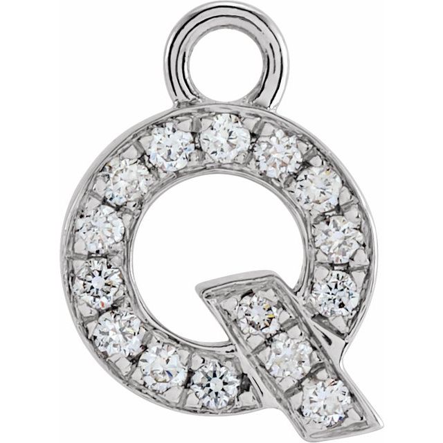 14K Yellow Or White Or Rose Gold Round I1, H+ Polished Natural Diamond Initial Dangle