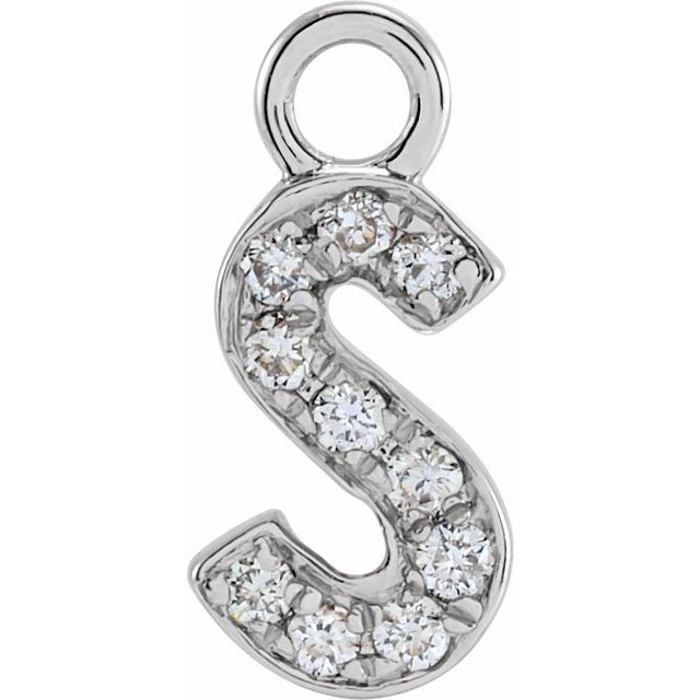 14K Yellow Or White Or Rose Gold Round I1, H+ Polished Natural Diamond Initial Dangle