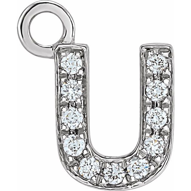 14K Yellow Or White Or Rose Gold Round I1, H+ Polished Natural Diamond Initial Dangle