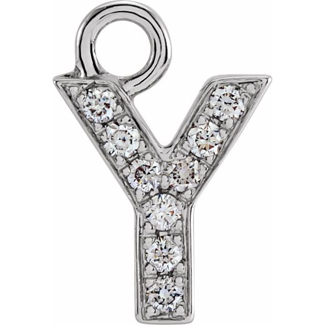 14K Yellow Or White Or Rose Gold Round I1, H+ Polished Natural Diamond Initial Dangle