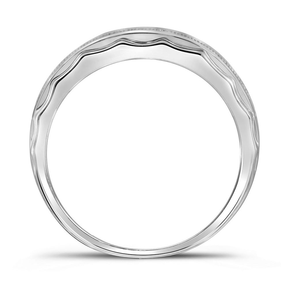 Sterling Silver Mens Round Diamond Wedding Pave Band Ring 1/5 Cttw, Mens Size: 7-13