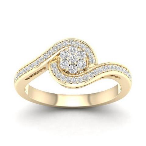 10K Yellow Gold 0.25 Cttw Round Diamond Ladies Ring