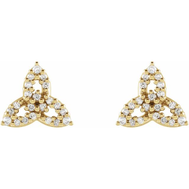 14K Yellow Gold Round Friction Back Polished 1/10 Ctw Natural Diamond Celtic-Inspired Trinity Earrings