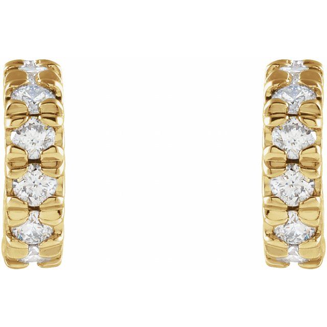 14K Yellow Or White Or Rose Gold Round 1.7Mm Si1-Si2, Gh Friction Back Polished Lab-Grown Diamond French-Set C-Hoop Earrings