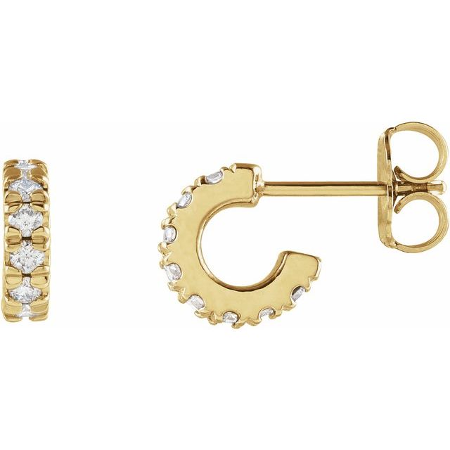 14K Yellow Or White Or Rose Gold Round 1.7Mm Si1-Si2, Gh Friction Back Polished Lab-Grown Diamond French-Set C-Hoop Earrings