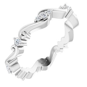 14K White Gold Round G-H Si2-Si3 1/8 Ctw Natural Diamond Eternity Band Size 7