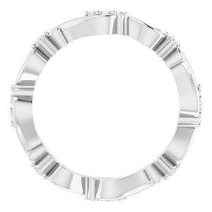 14K White Gold Round G-H Si2-Si3 1/8 Ctw Natural Diamond Eternity Band Size 7