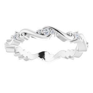 14K White Gold Round G-H Si2-Si3 1/8 Ctw Natural Diamond Eternity Band Size 7