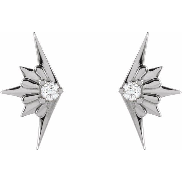 14K White Or Yellow Gold 1.5 Mm Round Friction Back Polished .03 Ctw Natural Diamond Starburst Stud Earrings