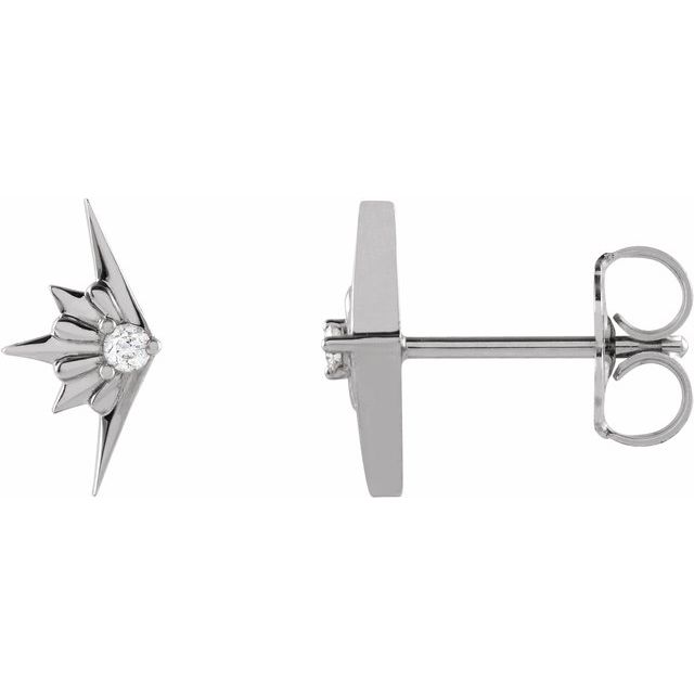 14K White Or Yellow Gold 1.5 Mm Round Friction Back Polished .03 Ctw Natural Diamond Starburst Stud Earrings