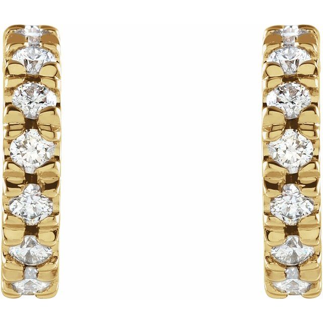 14K Yellow Or White Or Rose Gold Round 1.7Mm Si1-Si2, Gh Friction Back Polished Lab-Grown Diamond French-Set C-Hoop Earrings