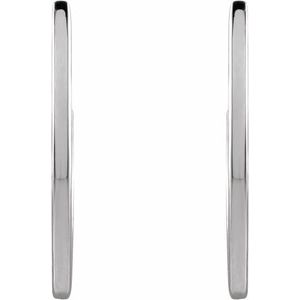 14K White Gold 20 X 8 Mm 1.5 Mm Pair Friction Backs Included Polished Teardrop Hoop Earrings