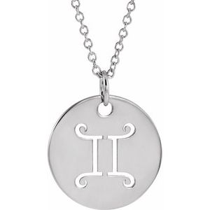 14K Yellow Or White Or Rose Gold Or Sterling Silver Polished Round Zodiac Necklace