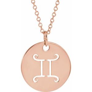 14K Yellow Or White Or Rose Gold Or Sterling Silver Polished Round Zodiac Necklace