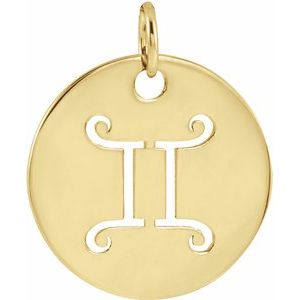 14K Yellow Or Rose Gold Or Sterling Silver Polished Round Zodiac Pendant