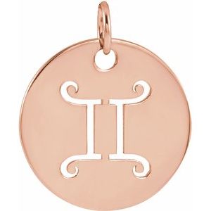 14K Yellow Or Rose Gold Or Sterling Silver Polished Round Zodiac Pendant