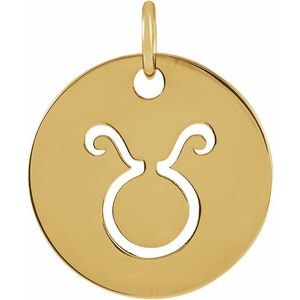 14K Yellow Or Rose Gold Or Sterling Silver Polished Round Zodiac Pendant