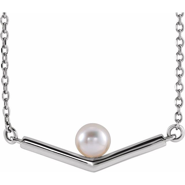 Sterling Silver 4 Mm 18 In Polished Cultured White Akoya Pearl Necklace