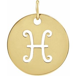 14K Yellow Or Rose Gold Or Sterling Silver Polished Round Zodiac Pendant