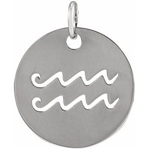 14K Yellow Or Rose Gold Or Sterling Silver Polished Round Zodiac Pendant