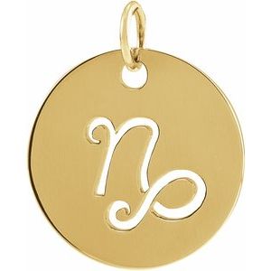 14K Yellow Or Rose Gold Or Sterling Silver Polished Round Zodiac Pendant