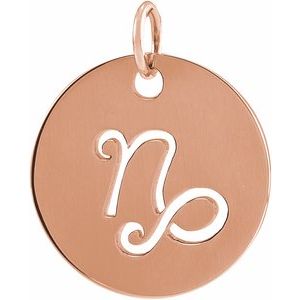 14K Yellow Or Rose Gold Or Sterling Silver Polished Round Zodiac Pendant