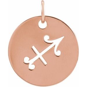 14K Yellow Or Rose Gold Or Sterling Silver Polished Round Zodiac Pendant