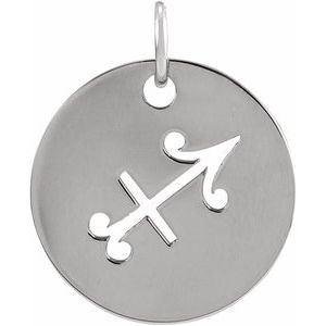 14K Yellow Or Rose Gold Or Sterling Silver Polished Round Zodiac Pendant
