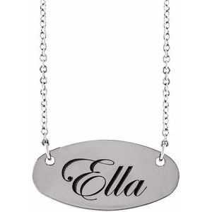 Sterling Silver 14 X 7 Mm 18 In Polished Engravable Oval Necklace