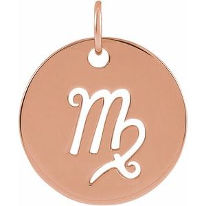 14K Yellow Or Rose Gold Or Sterling Silver Polished Round Zodiac Pendant