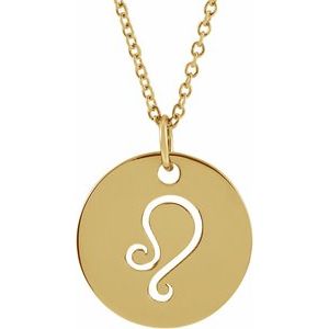 14K Yellow Or White Or Rose Gold Or Sterling Silver Polished Round Zodiac Necklace