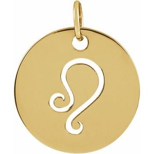 14K Yellow Or Rose Gold Or Sterling Silver Polished Round Zodiac Pendant