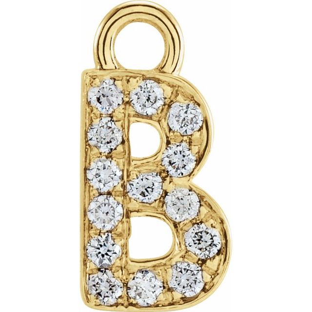 14K Yellow Or White Or Rose Gold Round I1, H+ Polished Natural Diamond Initial Dangle