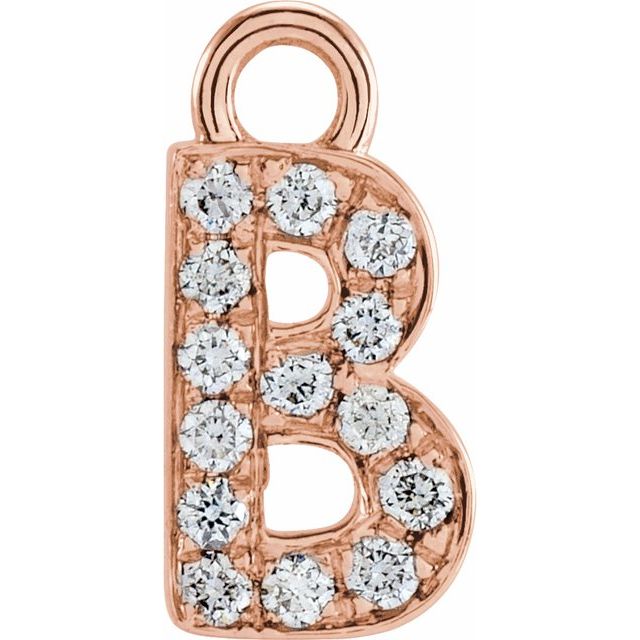 14K Yellow Or White Or Rose Gold Round I1, H+ Polished Natural Diamond Initial Dangle