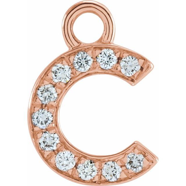 14K Yellow Or White Or Rose Gold Round I1, H+ Polished Natural Diamond Initial Dangle