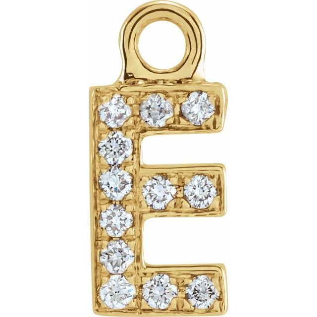 14K Yellow Or White Or Rose Gold Round I1, H+ Polished Natural Diamond Initial Dangle