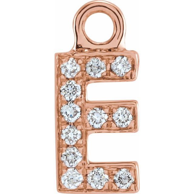 14K Yellow Or White Or Rose Gold Round I1, H+ Polished Natural Diamond Initial Dangle