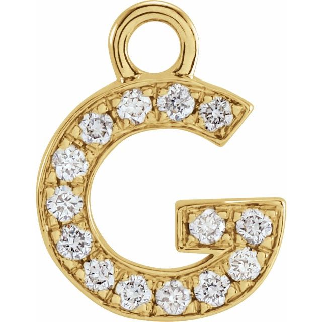 14K Yellow Or White Or Rose Gold Round I1, H+ Polished Natural Diamond Initial Dangle