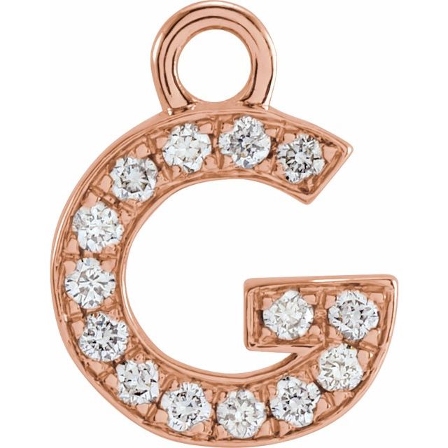 14K Yellow Or White Or Rose Gold Round I1, H+ Polished Natural Diamond Initial Dangle