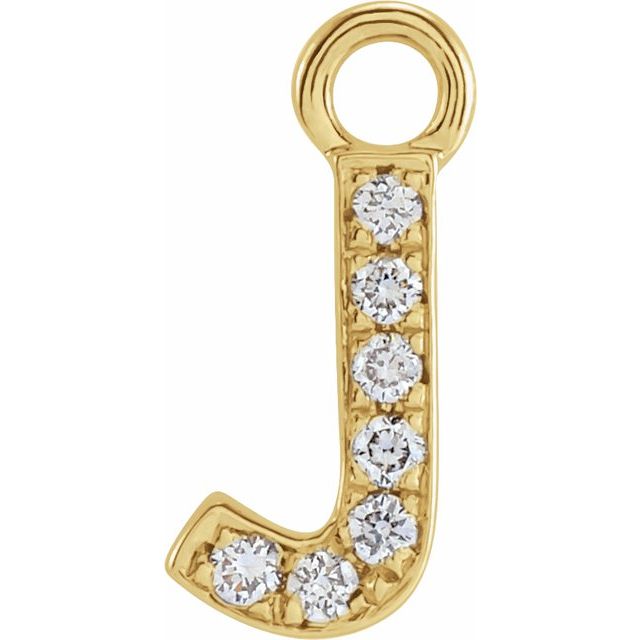 14K Yellow Or White Or Rose Gold Round I1, H+ Polished Natural Diamond Initial Dangle