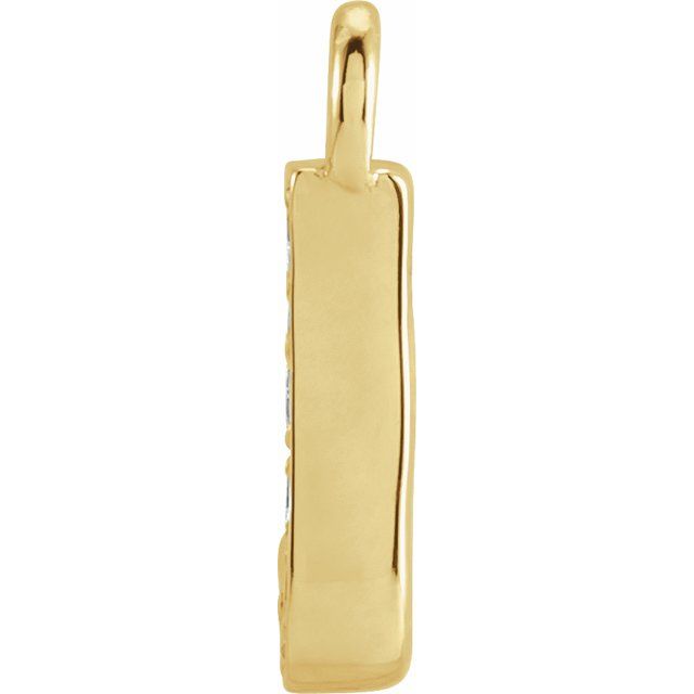 14K Yellow Or White Or Rose Gold Round I1, H+ Polished Natural Diamond Initial Dangle
