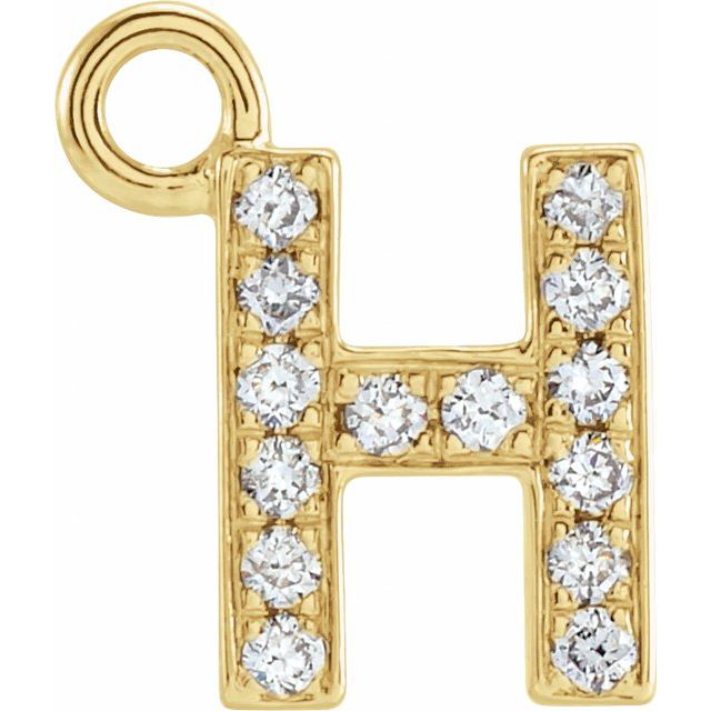 14K Yellow Or White Or Rose Gold Round I1, H+ Polished Natural Diamond Initial Dangle