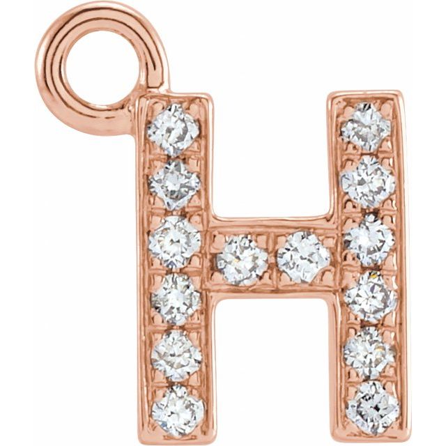 14K Yellow Or White Or Rose Gold Round I1, H+ Polished Natural Diamond Initial Dangle