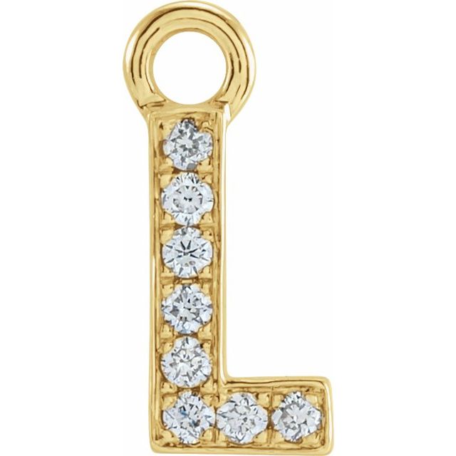 14K Yellow Or White Or Rose Gold Round I1, H+ Polished Natural Diamond Initial Dangle