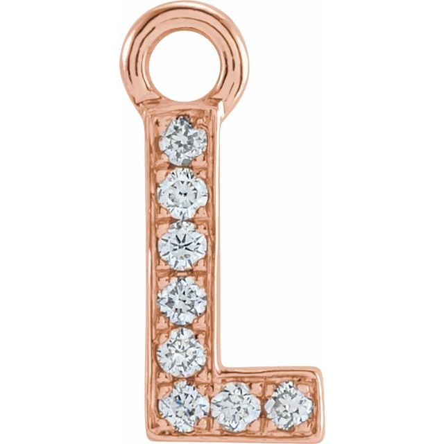 14K Yellow Or White Or Rose Gold Round I1, H+ Polished Natural Diamond Initial Dangle