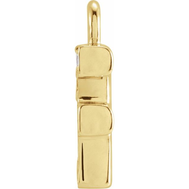 14K Yellow Or White Or Rose Gold Round I1, H+ Polished Natural Diamond Initial Dangle